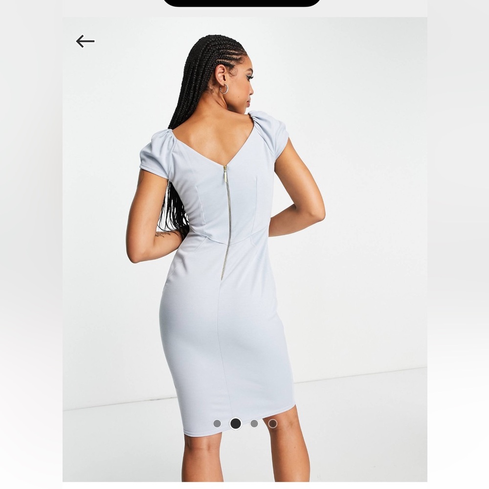 Closet London Elegant Light Blue Puff Pencil Dress - Picture 3 of 4